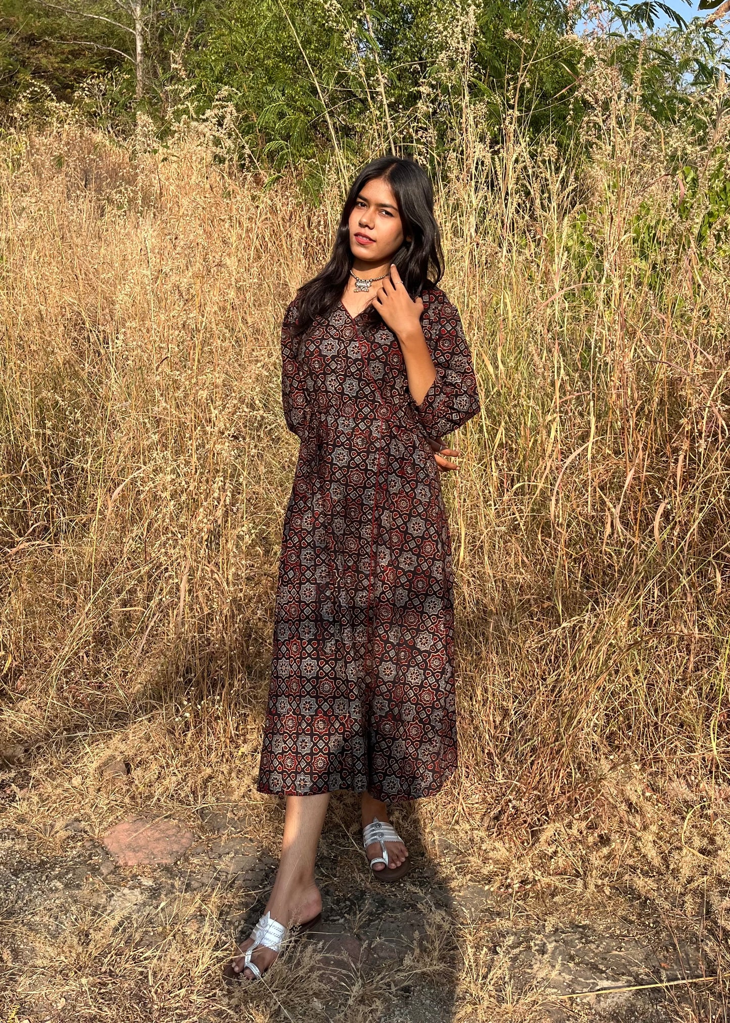 Ajrakh Black Stars Dress