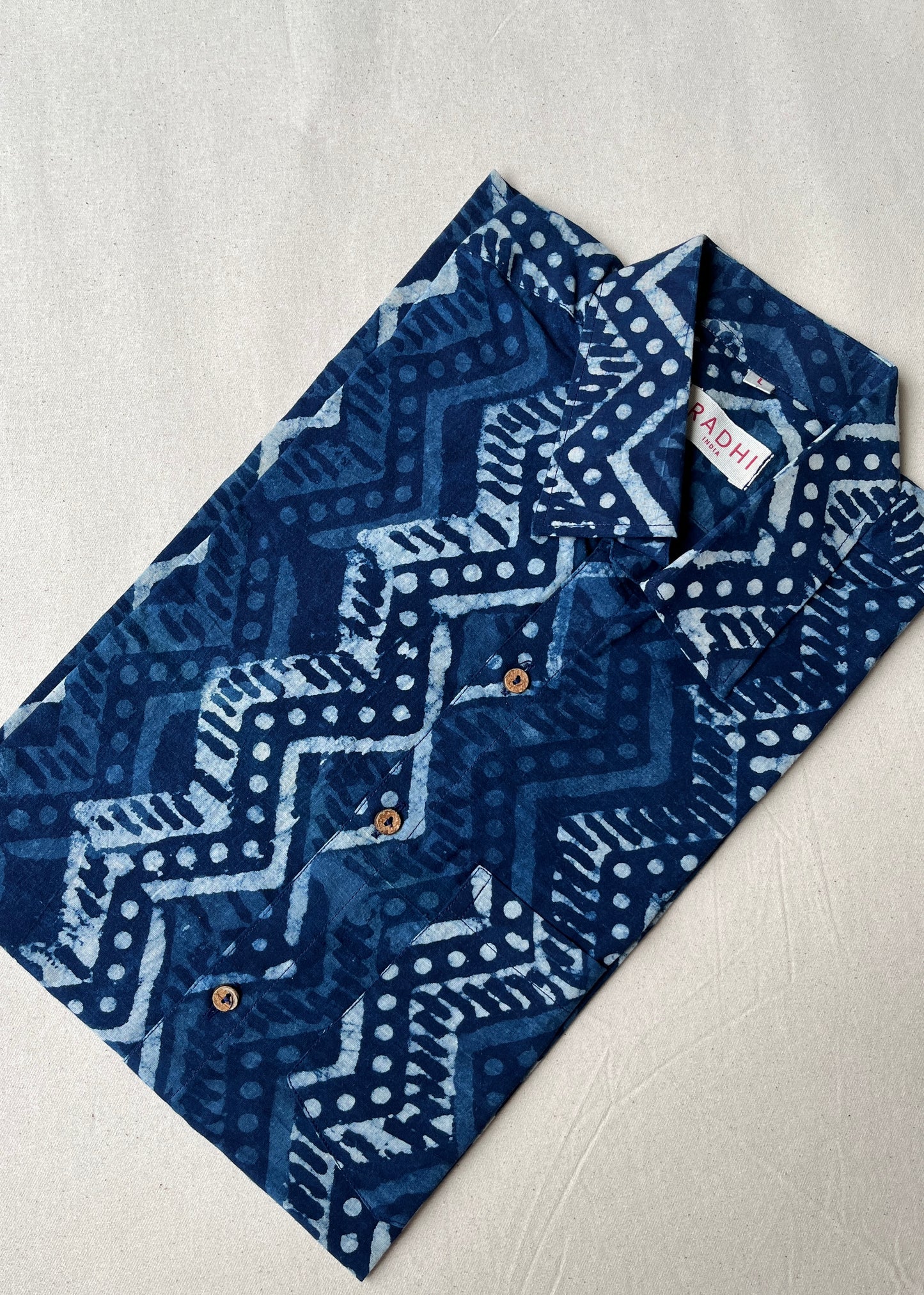 Indigo Zig zag Half Sleeve Shirt