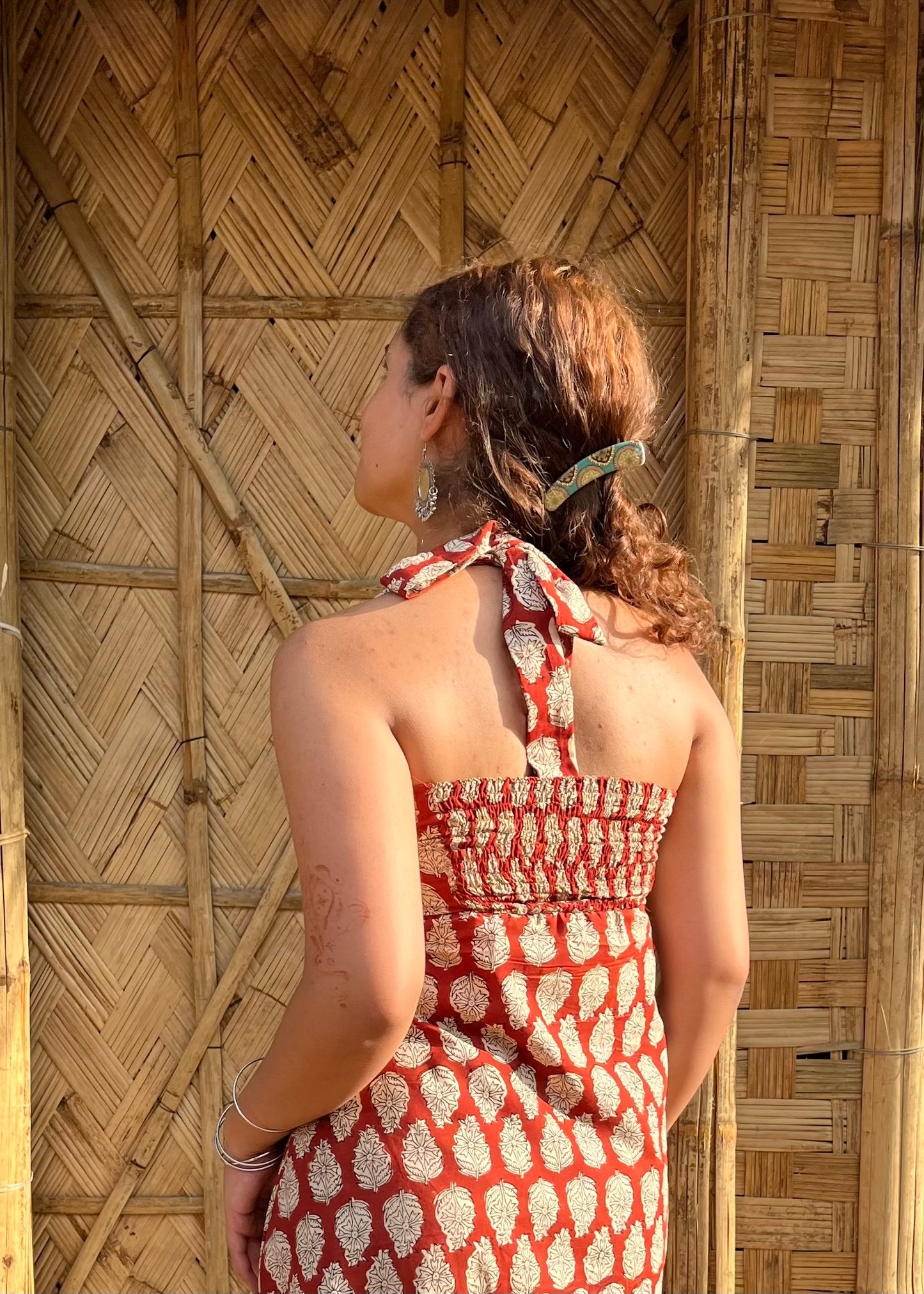 Bagru Rust Halter Dress