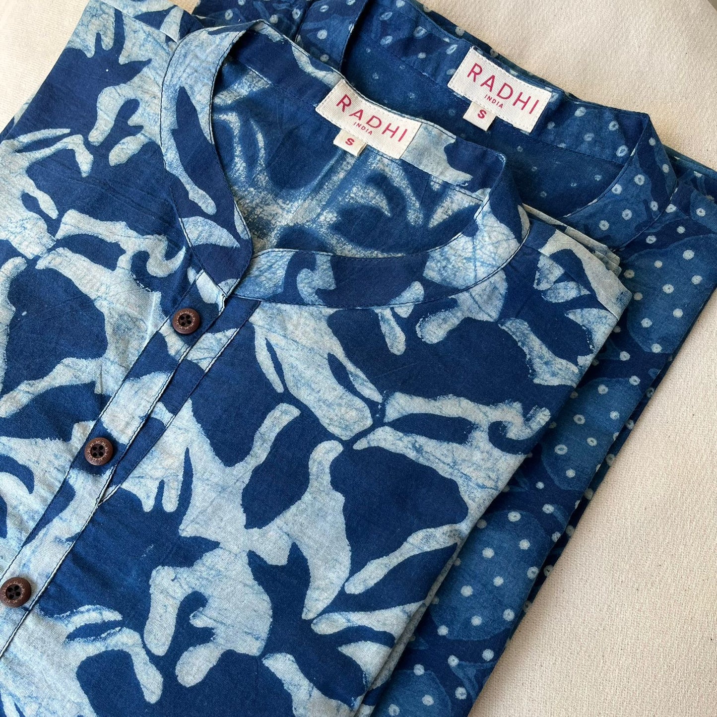 Dabu Indigo Polka Top