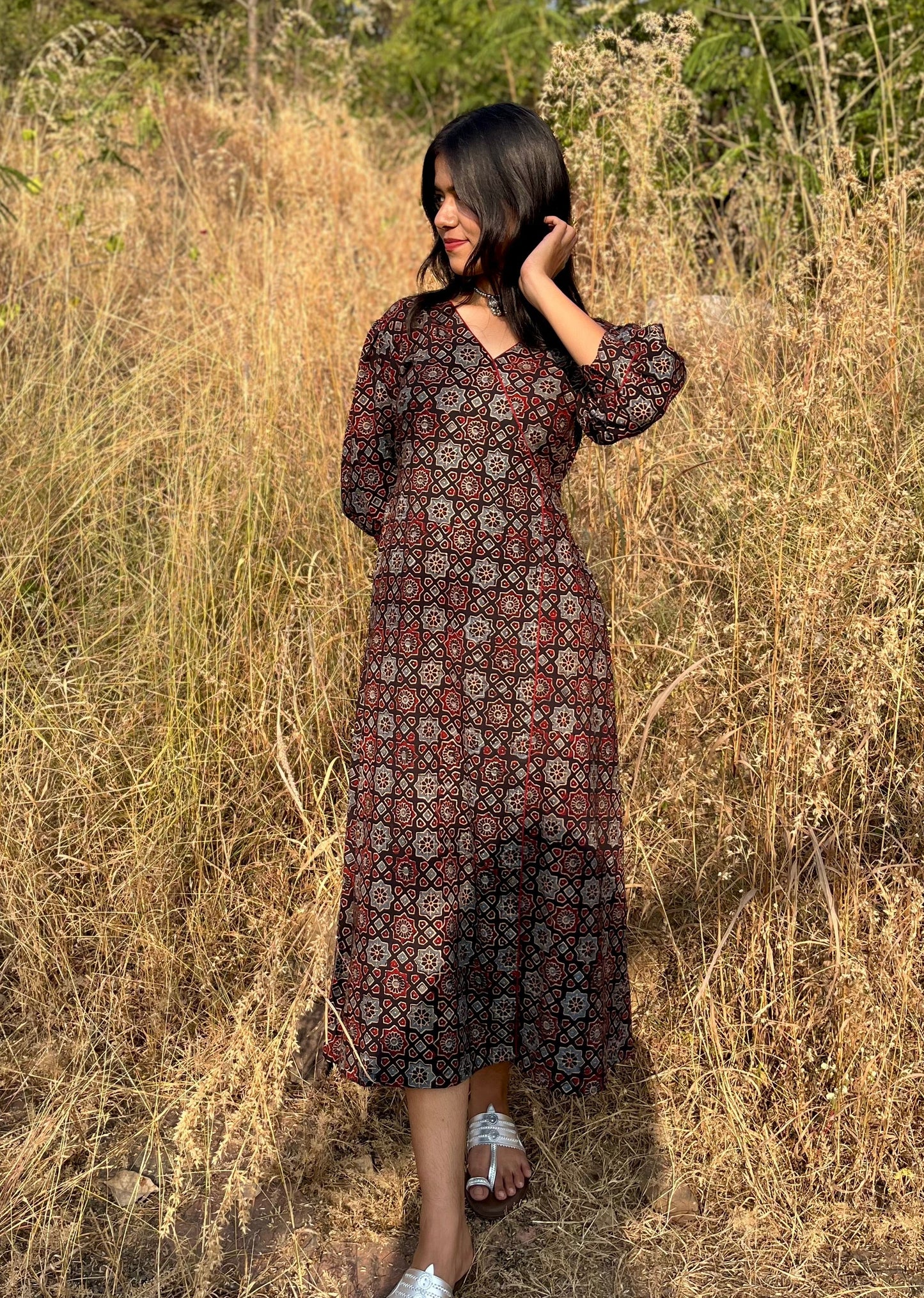 Ajrakh Black Stars Dress
