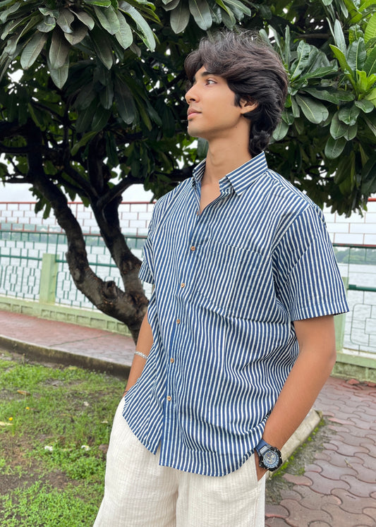 Indigo Stripes Half Sleeve Shirt