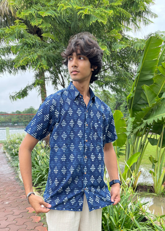 Indigo Buti Half Sleeve Shirt