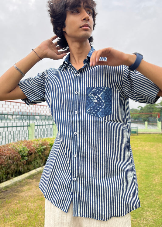 Indigo Patch Half Sleeve Shirt