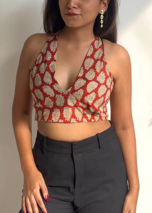 Bagru Rust Halter Top